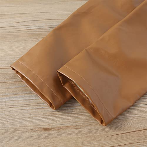 Mercatoo Crianças criança criança bebê meninas manga longa sólida blusa laço couro PU roupas da moda