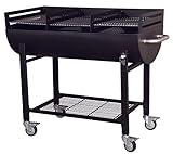 Material: multi-material METRO Professional Barbacoa de carbón Deluxe Heavy Duty Party, acero inoxidable/acero, 120.5x59.6x100.8 cm, rejilla ajustable, con 4 ruedas, negro