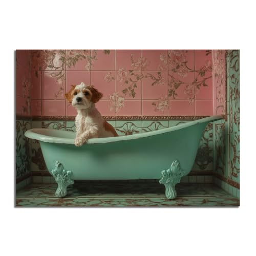 Toile décoration murale pour chambre à coucher motif animalier rétro vert 70x100cm
