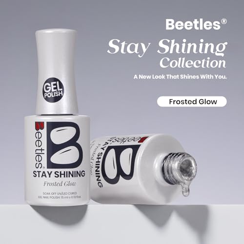 Image of Beetles Stay Shining Silver Cat Eye Gel Nail Polish - 15ML Frosted Glow Silver Glitter Cat Eye Gel Polish with Magnet Soak Off UV Velvet Nail Polish Salon DIY Manicure Gift for Women