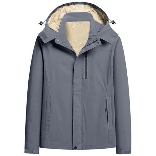 Image of PEGENO Men's Winter Thick Hooded Jacket Fleece Lining Windproof Parka With Removable Hood Coat