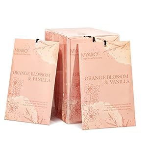 MYARO 12 Packs Orange Blossom and Vanilla Scented Sachets for Drawer and Closet Fresh Scents, Air Fresheners Long-Lasting Sachets Bags Home Fragrance for Lover