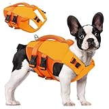 ASENKU Chaleco Salvavidas para Perros con Mango Salvavidas, Chaleco de Seguridad Ligero a Prueba de Desgarros con Tiras Reflectantes Naranja XS