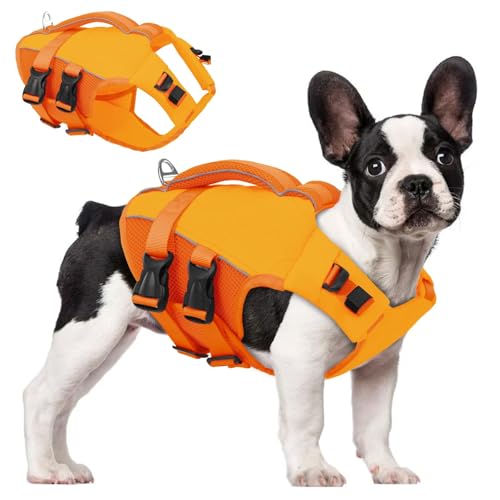 ASENKU Schwimmweste Hund für Kleine Hunde XS,Verstellbar & Ripstop Hundeschwimmweste,Rettungsweste für Hunde mit Griff und Reflektierend zum Chihuahua, Dackel, Französische Bulldogge,Labrador