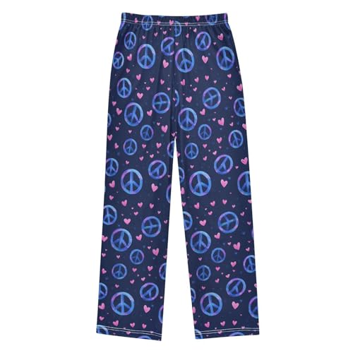 ALAZA Peace Love Black Pajama Lounge Pants Long Sleep Pajama Bottoms with Pockets2