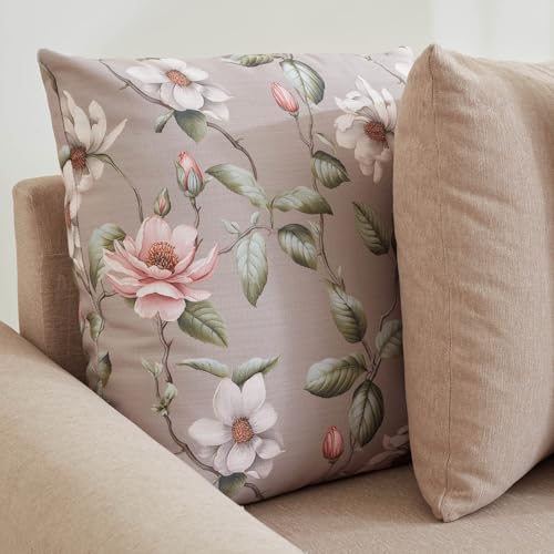 Image of Home Centre | Helios Florence Fabric 3-Seater Sofa with Cushions | Sofa for Living Room | Solid Wood | Beige | 1 Year Warranty