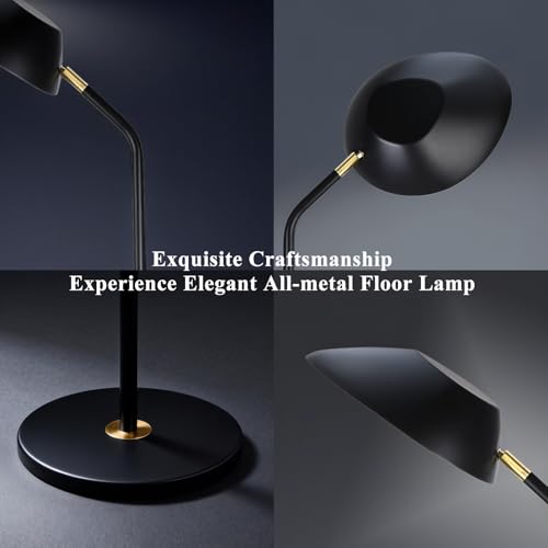 Lámpara de pie minimalista de metal negro mate con acabado de alta calidad 5