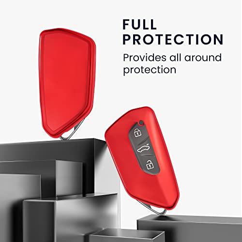 Kwmobile TPU Autosleutelhoes voor VW Golf 8 - Hoogglans Rood - Afbeelding 3
