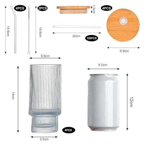 Set de 4 vasos de vidrio con tapa y sorbete miniatura 2