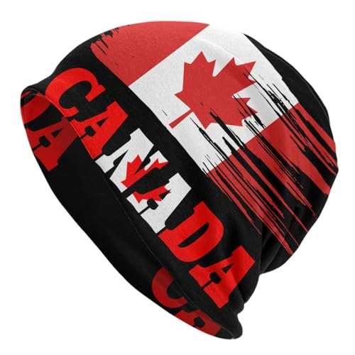 Wintermützen Kanada Kanadische Flagge Strickmützen Weiche Beanie Winter Mütze Atmungsaktivem Winter Beanie Mütze Für Sports Outdoor Herren