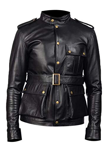 German Military Officer Leather Coat - Mens Classic WW2 Black