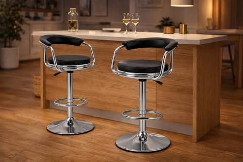 Image of Modern Magam Bar Stool with 360 Swivel | Height Adjustable Bar Chair | Counter Stool & High Chairs | Comfortable for Home, Office, Restaurant Bar, Cafe & Cash Counter - (Black)
