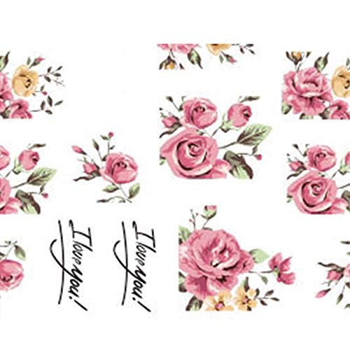 aloiness Nagelsticker Rosa Blumen Nageldesign Nail Art Sticker Decals Nail Selbstklebende 3D Design Tipp Nail Wraps für… – Bild 5