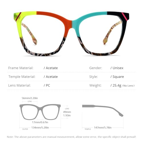 Image of HEPIDEM Multicolor Acetate Glasses Frame Women,Oversize Round Optical Eyeglasses 9345