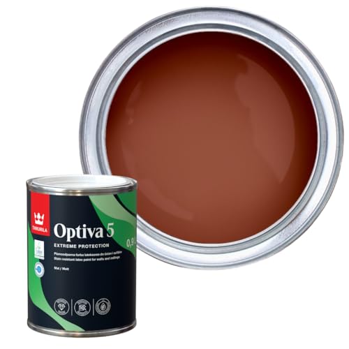 TIKKURILA Optiva 5 Matt Emulsion Paint – Durable, Scrubbable & Easy-Clean for Walls and Ceilings | Zero VOC - 1L Terracotta N405