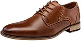 Jousen Men's Dress Shoes Leather Classic Formal Oxford Retro Plain Toe Derby Shoes (AMY612 Yellow Brown 10.5)