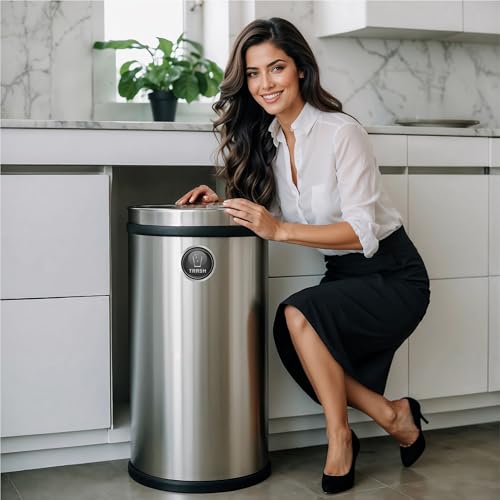 Trash-Recycle-and-Compost-Magnets-for-Kitchen-Cans-and-Recycling-Bins-Dual-Trash-and-Recycle-Magnet-for-Garbage-Cans-6-Silver-Round-Magnetic-Sticker-275-x-275-Inch-Home-Outdoor-Waste-Bin