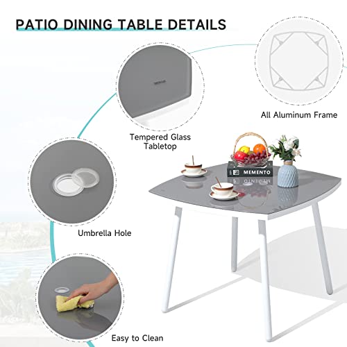 Verano Garden 5 Piece Patio Dining Set, Aluminum Outdoor Dining Table Set With Adjustable Folding Textilene Chairs For Garden, Yard, Porch, And Poolside (Light Gray) #TOP3