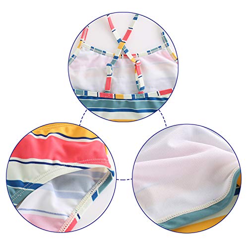 Image of Girls Two Piece Tankini Swimsuits Rainbow Striped Bathing Suit Swim Suit