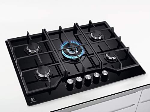 Electrolux Piano Cottura Gas EGG7536K Serie 600 Gas on Glass75cm da Incasso,5 Fuochi,Bruciatore Wok,Precisa Regolazione della Fiamma,Speed Burner,Semplice da Pulire,Sicurezza Sicurgas, 740x510cm,Nero - immagine 5