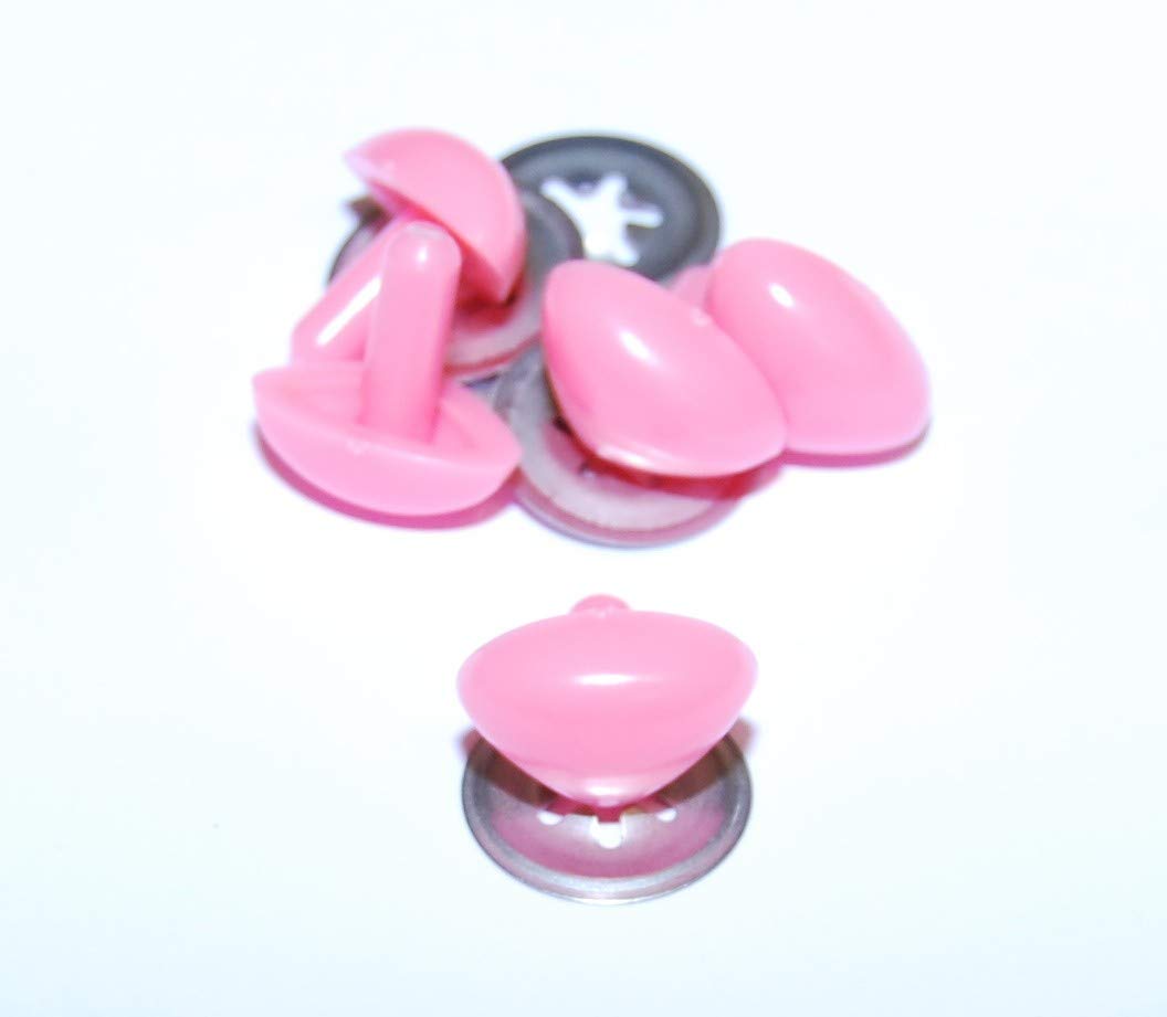 celloexpress Pink Cat/Triangle Nose 18mm x 13mm Metal Backs - Teddy Bear & Soft Toy Making Detailed Noses - Pack of 5