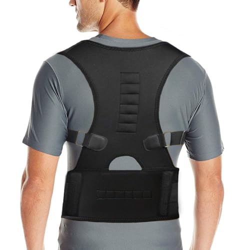 Back Support Belt for Men Women, Lumbar Support, Posture Corrector Belt for Lower and Upper Back Pain Relief, Adjustable Waist, Black (S/M - 28"-36" Waist)