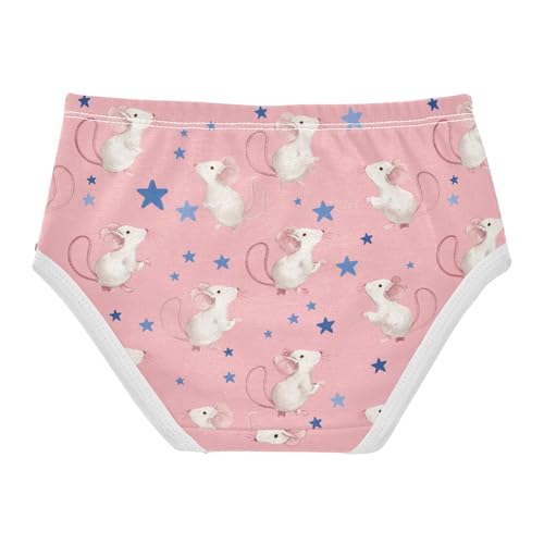 Cute White Mice Girls' Underwear Cotton Pink Girls Briefs Soft Toddler Underwear 2T2