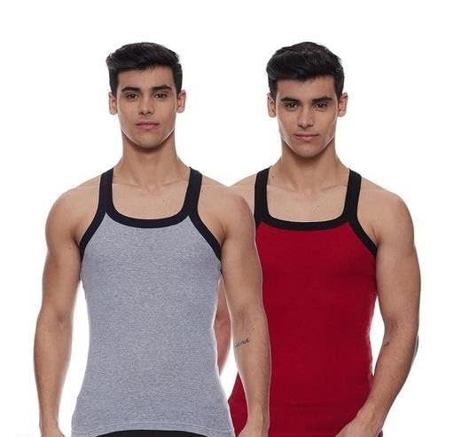Men's Cotton Gym Vest Pack of 2 | Sleeveless Solid Sando Ganji | Regular Fit Inner for Men-image-38