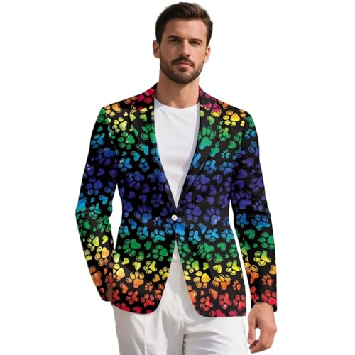 Blazer respirant homme coupe slim veste imprimé pattes colorées grande taille