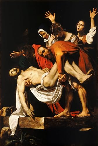 HRJUBWREE Riproduzione Dipinto Stampa Immagine Pittura su Tela Vintage la Deposizione di Cristo di Merisi Caravaggio Per la Decorazione Murale 60x90cm