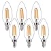 B11 E12 Base 60W Equivalent LED Chandelier Light Bulbs - FLSNT Dimmable Clear LED Filament Candle Bulbs, 4.5W, 2700K Soft White - 6 Pack