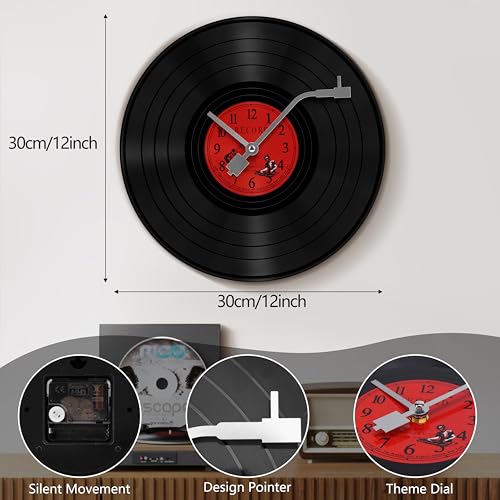 Horloge murale vinyle musical pour déco salon ambiance rétro