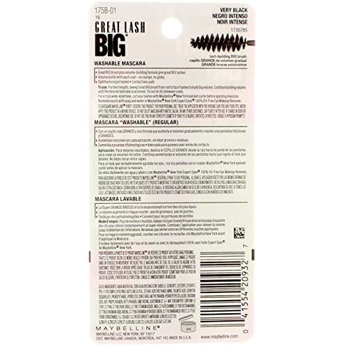Image of Maybelline Great Lash Big Washable Mascara, Very Black [131], 0.34 oz
