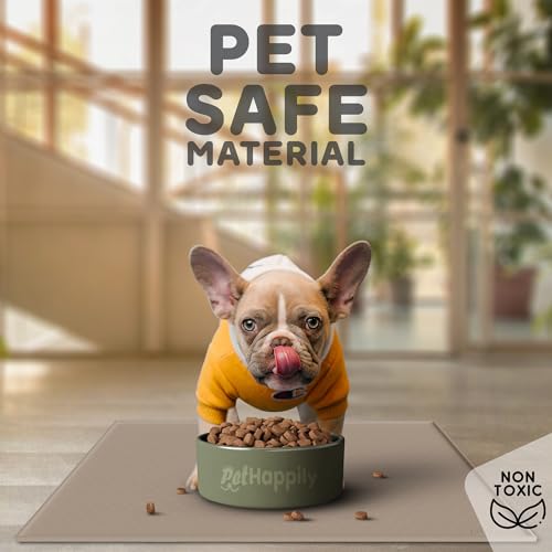 Dog Food Mat - 28x18 Raised Edges Dogs Mat for Food and Water Prevent Spill, Waterproof Cat Food Mats Protect Floors, Easy Clean Dog Bowl Mats for Food and Water, Silicone Pet Feeding Placemats