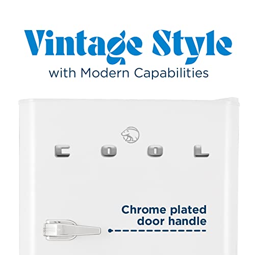 Commercial Cool 4.5 Cu. Ft. Refrigerator with Freezer, Vintage Style, Retro Fridge with 2 Slide-Out Glass Shelves, 6-Can Dispenser, Interior Light, R600a Refrigerant, CCRRD45HW,White on Fridge.com