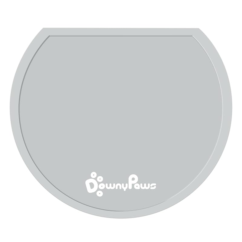 Tapete para Comedouro de Gatos em Silicone com Bordas Elevadas DownyPaws Cinza-claro 37,08 × 32,00 cm
