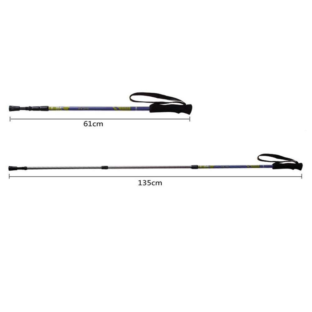 GSP Bâtons de Marche 3 Sections Bâtons de Marche Nordique 135cm en Caoutchouc extérieur en Alliage d'aluminium Camping/Randonnée Voyager à Pied