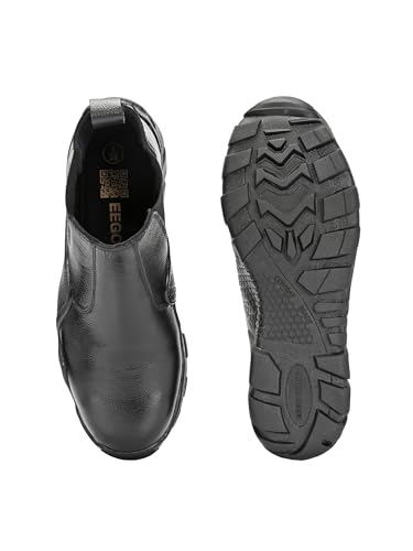 Image of Eego Italy Solid Genuine Leather Anti Skid Chelsea Boots with 3m reflectors
