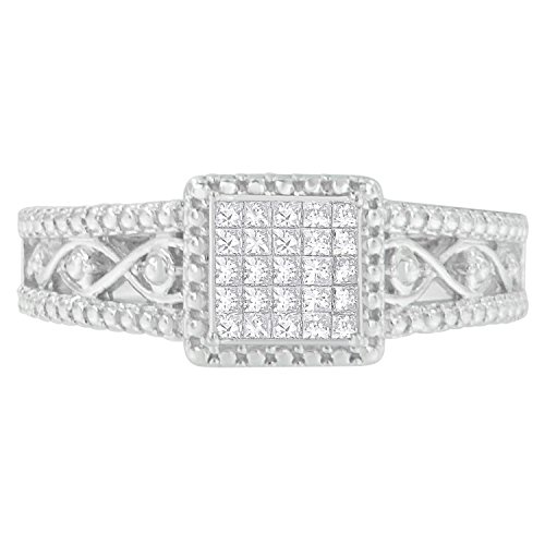Original Classics .925 Sterling Silver Princess Cut Diamond Ring (0.26 Cttw, I-J Color, I2-I3 Clarity) - Size 7-1/2