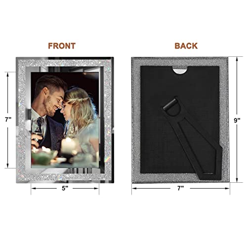 Iziddo 5X7 Picture Frames Set Of 2, Glitter Glass Photo Frame For Tabletop Display, Gift Picture Frame, Horizontally Or Vertically #TOP5