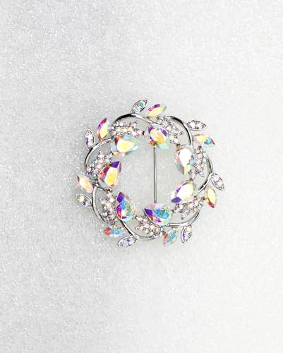 Image of Faship Gorgeous Rhinestone Crystal Floral Wreath Brooch Pin