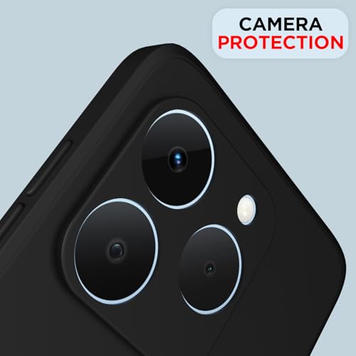 Image of Outlouders Back Cover for Realme 15T 5G / Realme Narzo 90 5G | Camera Protection | Durable Soft Matte Silicone Bumper Case (Black)