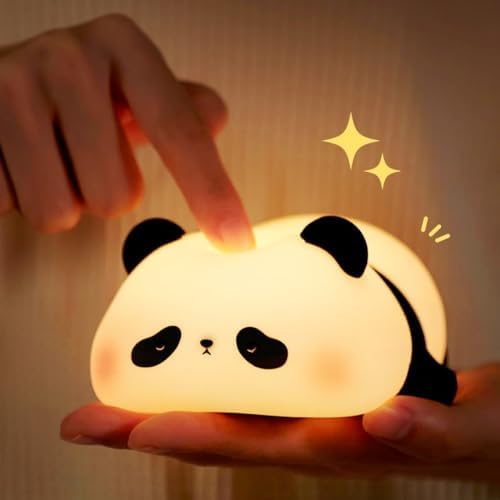 Nachtlicht Kinder Panda mit Dimmbar Timer und Touch-Steuerung Silikon Lamp | Nachtlicht für Babys, über USB aufladbar, Nachtlicht als Dekoration für das Kinderzimmer, Squishy Katze