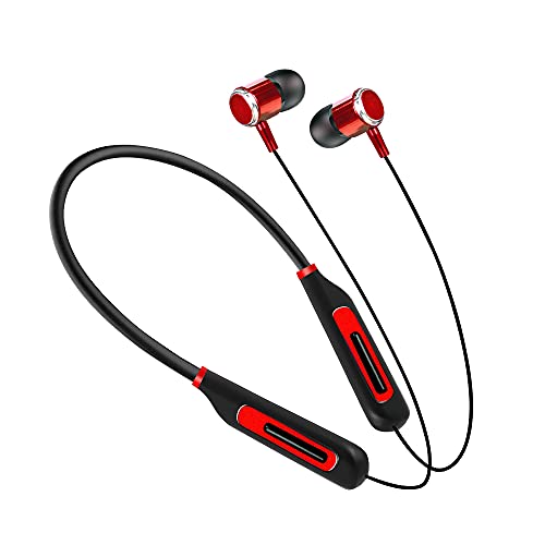 Riviera RNB 04 in Ear Wireless Earphones 36 Hours Music Playtime in Ear Wireless Earphones with Mic, 5U Speaker, Dual Pairing, Sports Bluetooth Neckband Headphones (BIS Approved) – Red