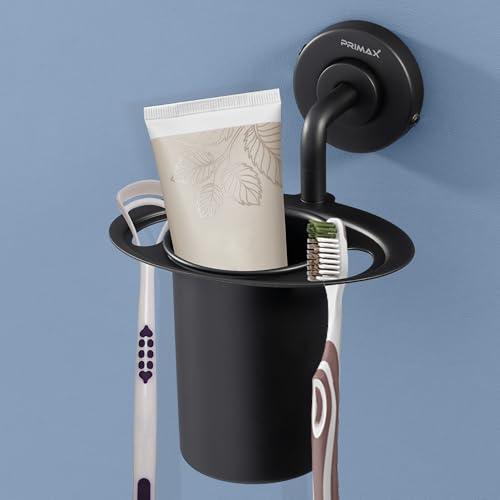 Image of Plantex (Primax) Tumbler Holder for Barthroom /304 Grade Stainless Steel Toothbrush Holder /Toothpaste Holder /Bathroom Accessories - Pack of 1 (Black)