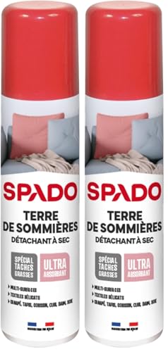 SPADO - Détachant Textiles - Terre de Sommières - Détachant Naturel à Sec - Spécial Tâches Grasses - Aérosol 75 ml (Lot de 2)