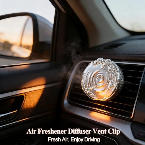 Image of Car Air Freshener Diffuser Vent Clip, Aroma Diffuser Refills, Aromatherapy Diffusers for Fragrance Car Accessories Decoration, Gift for Women Men Dad Mom (Silver)