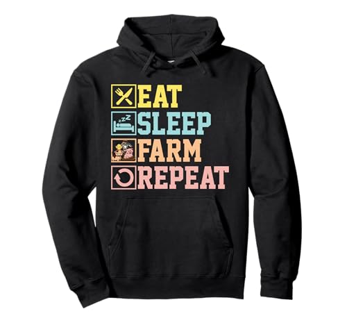 Eat Sleep Farm Repeat Granjero Animales Lindos Granja Sudadera con Capucha