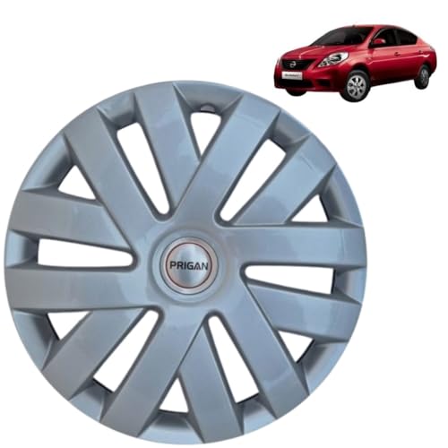 Image of PRIGAN Wheel Cover for Nissan Sunny 15 Inch Silver Wheel Cap (Available in 15 Inch) (Set of 4 Pcs) (Press Fitting) Model- Polo Silver-15