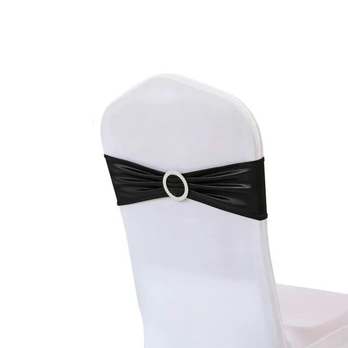 Stuhlschärpen aus Spandex mit Schnalle, Stretch-Stuhlhussen für Hochzeit, Hotel, Bankett, Veranstaltung, Stuhldekorationen, Schwarz, 50 Stück, 10/50 Stück